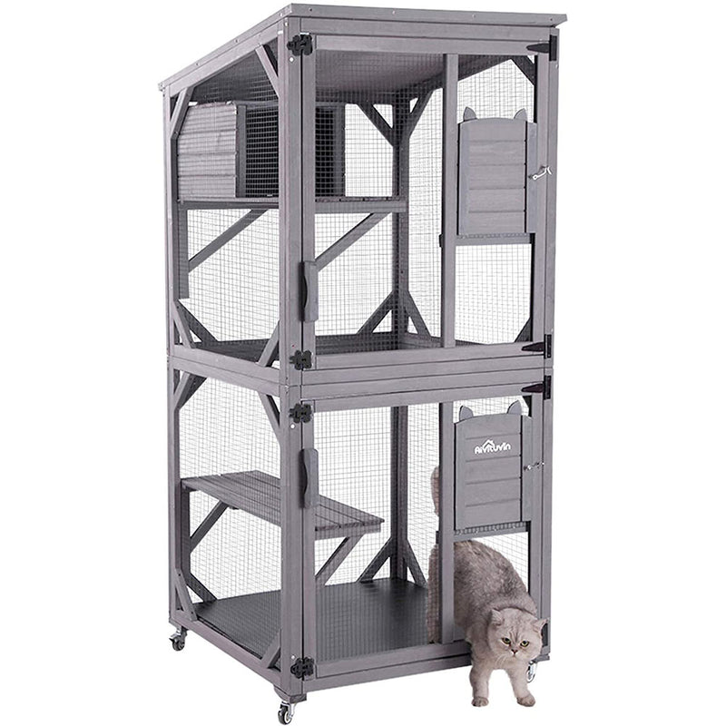 Aivituvin Cat House Indoor Cat Cages Enclosures on Wheels,Large Kitten playpen 70.9" Upgraded ,Waterproof Roof