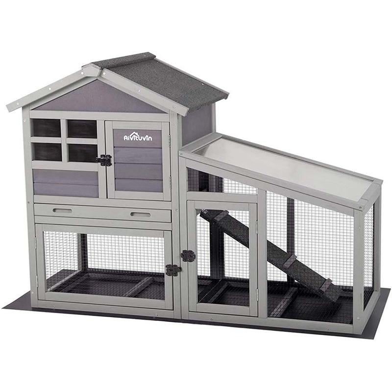 Aivituvin Rabbit Hutch Outdoor,Rabbit cage with Deeper No LeakageTray and Removable Bottom
