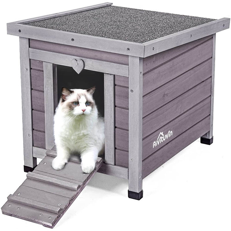 Aivituvin Wooden Dog/Cat House Outdoor and Indoor,Feral Pet Houses with Stairs for Dogs Insulated