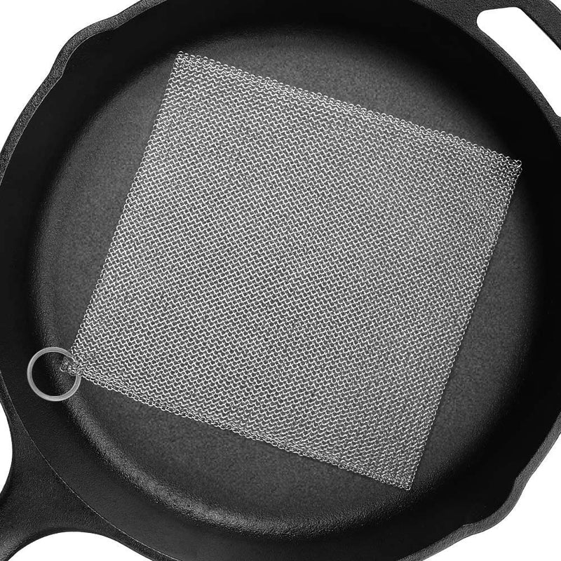 Amagabeli Cast Iron Cleaner Mesh Premium 316 Stainless Steel, Chainmail Scrubber