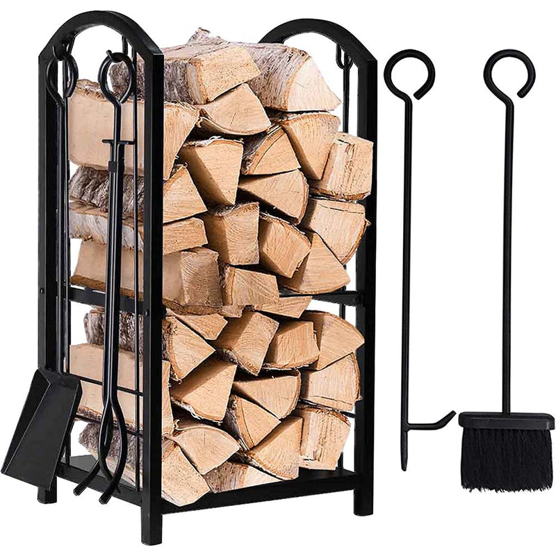 Amagabeli Firewood Rack Fireplace Tool Rack Indoor Wood Holders, Log Holder, Bin