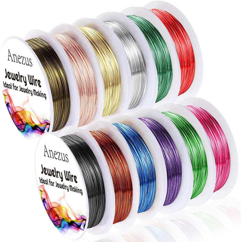 Anezus 12 Rolls Jewelry Wire Craft Wire Tarnish Resistant Beading Wire for Jewelry Making Supplies