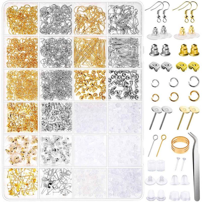 Anezus 2320Pcs Earring Making Supplies Kit with Earring Hooks Findings, Earring Backs Posts, Jump Rings
