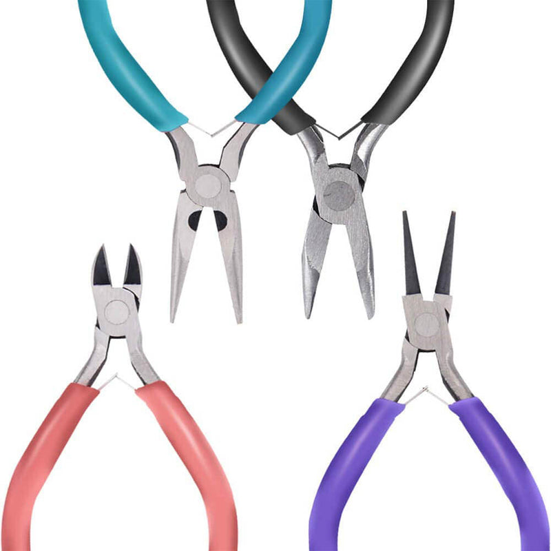 Anezus 4Pcs Jewelry Pliers Tool Set Includes Needle Nose Pliers, Round Nose Pliers