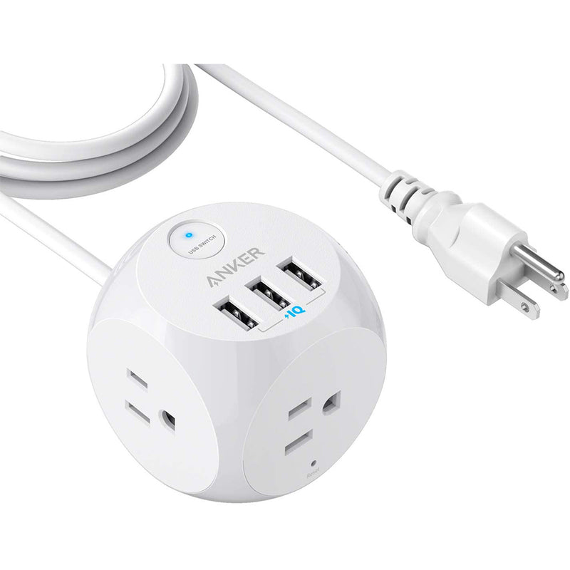 Anker Power Strip with USB, 5 ft Extension Cord, PowerPort Cube USB , Portable Design, Overload Protection