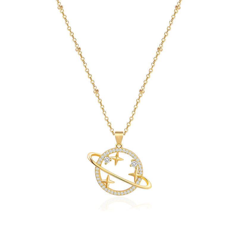 Aobei Pearl 18K Gold Moon Star Lion Evil Eye Pendant Necklace