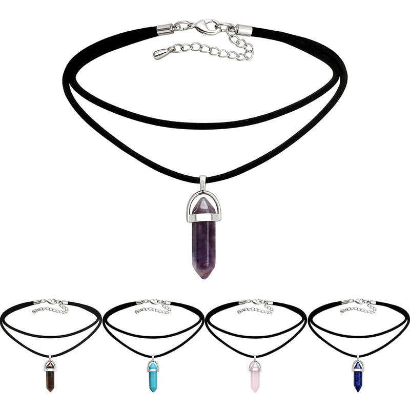 Aobei Pearl Hexagonal Gemstone Pointed Reiki Chakra Pendant Necklace