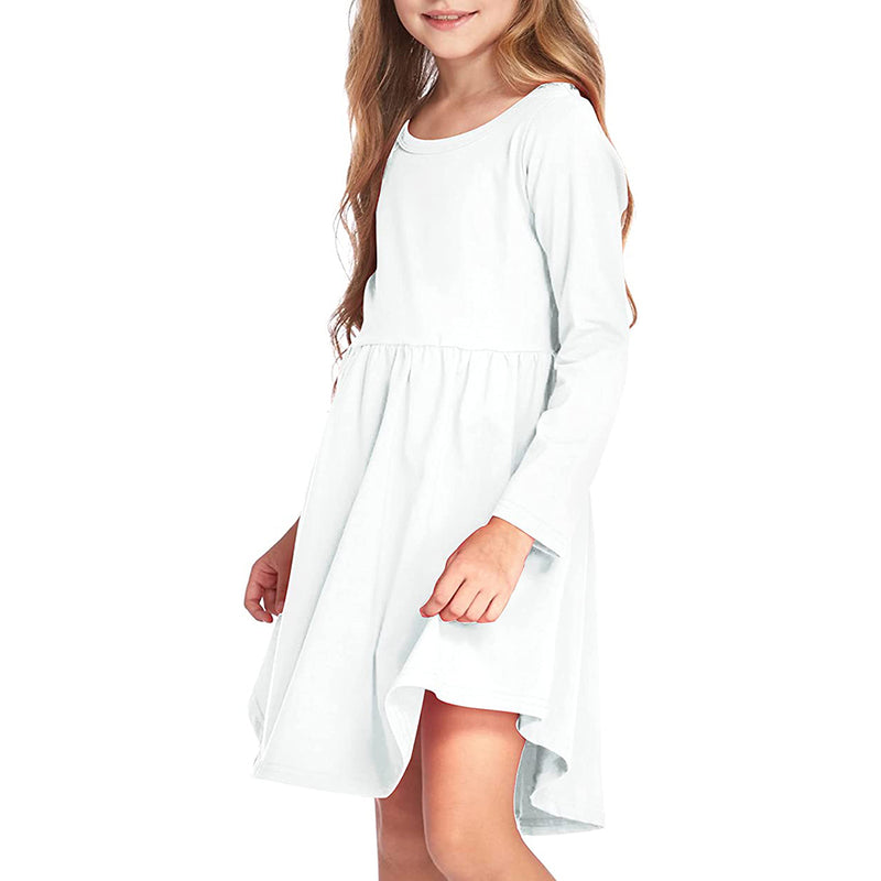 Arshiner Girl Long Sleeve A Line Skater Casual Twirly Casual Dress