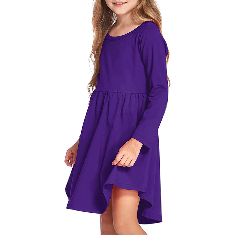 Arshiner Girl Long Sleeve A Line Skater Casual Twirly Casual Dress