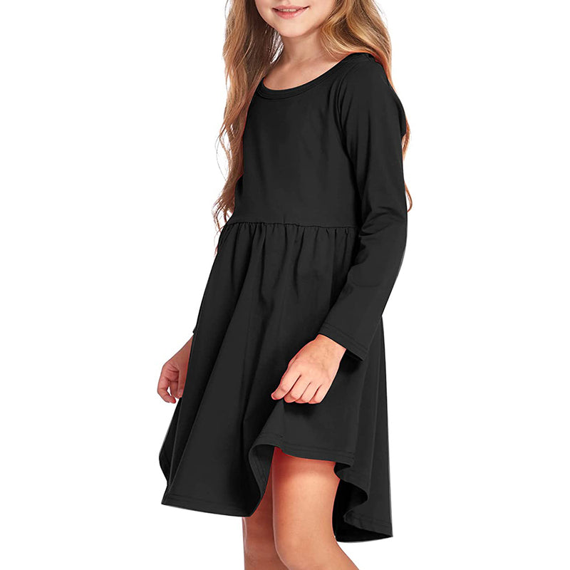 Arshiner Girl Long Sleeve A Line Skater Casual Twirly Casual Dress