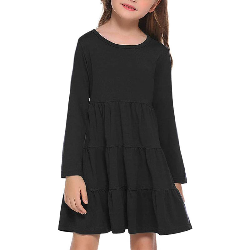 Arshiner Girl Long Sleeve Dress Tiered Ruffle Swing Tunic Shirt Dress