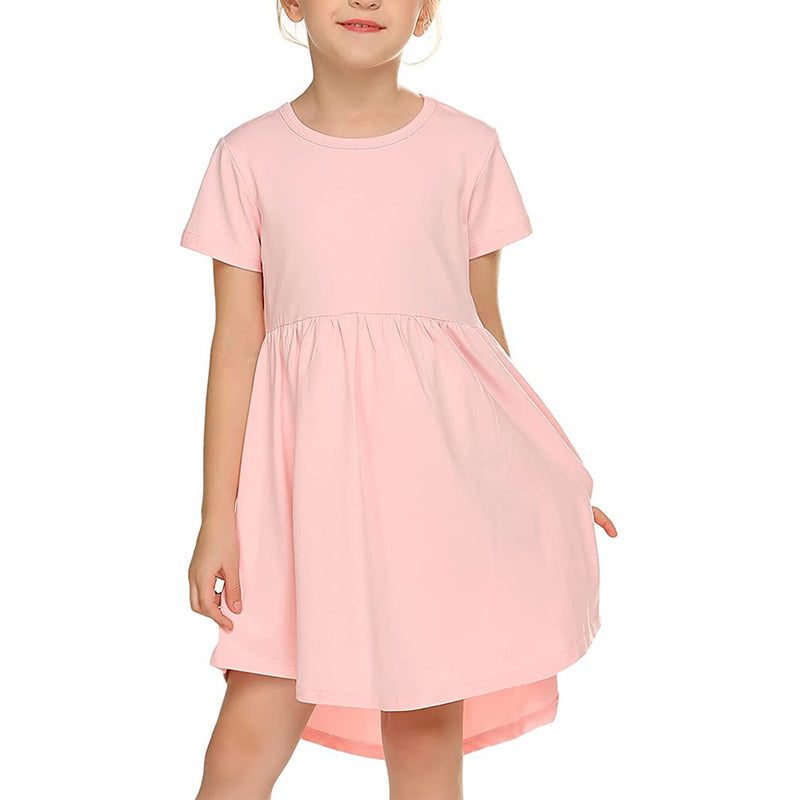 Arshiner Girl Short Sleeve A Line Skater Casual Twirly Dress