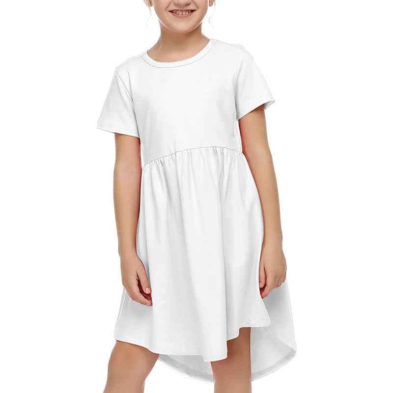 Arshiner Girl Short Sleeve A Line Skater Casual Twirly Dress