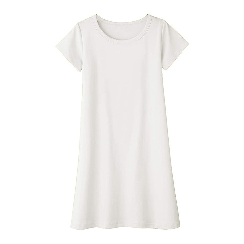 Arshiner Girls Dress Short Sleeve Solid Color Casual T-Shirt Dress