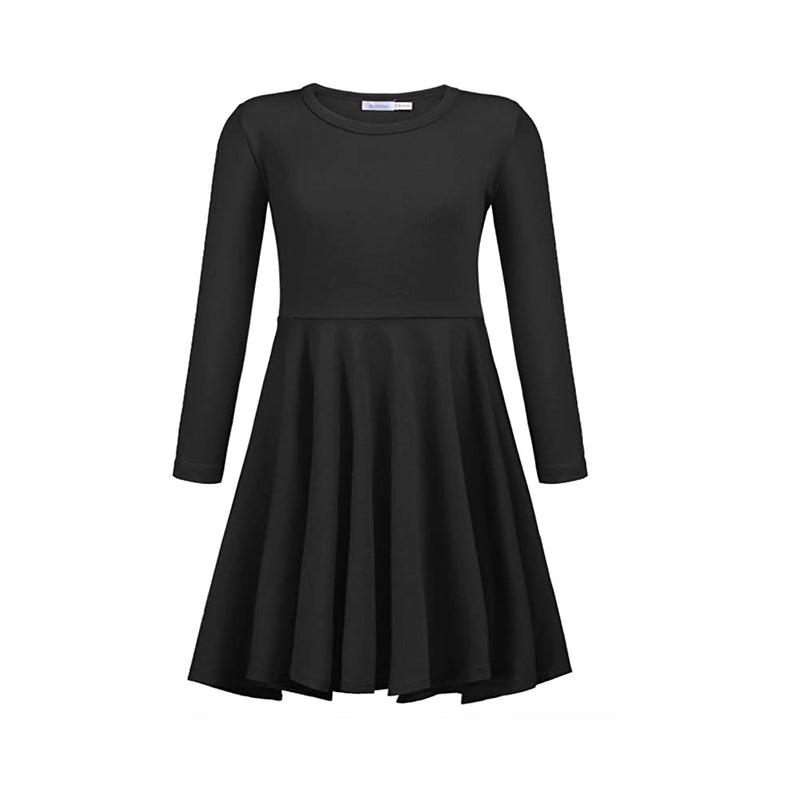 Arshiner Girls Long Sleeve Dress A line Twirly Skater Casual Dress