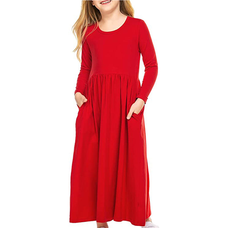 Arshiner Girls Short Sleeve Maxi Dress with Pockets