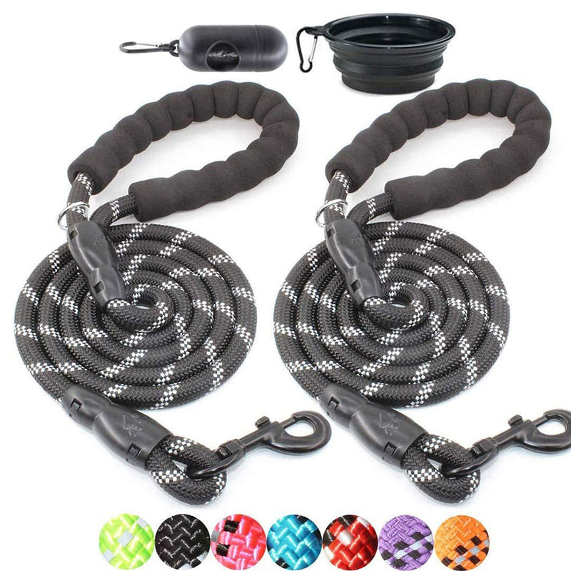 BAAPET 2 Packs 5/6 FT Strong Dog Leash, Comfortable Padded Handle and  Reflective Threads Dog Leashes