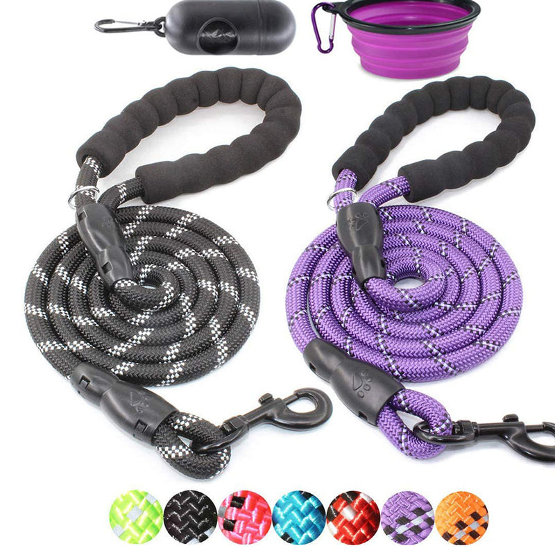 BAAPET 2 Packs 5/6 FT Strong Dog Leash, Comfortable Padded Handle and  Reflective Threads Dog Leashes