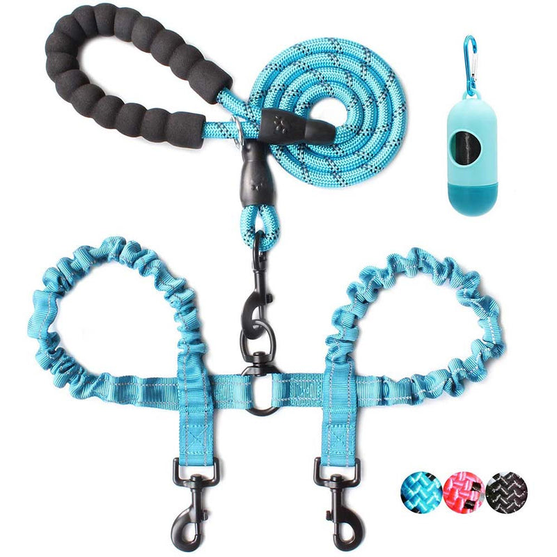 BAAPET Double Dog Leash, 4 FT Rope Dog Leash with Tangle Free Shock Absorbing Bungee