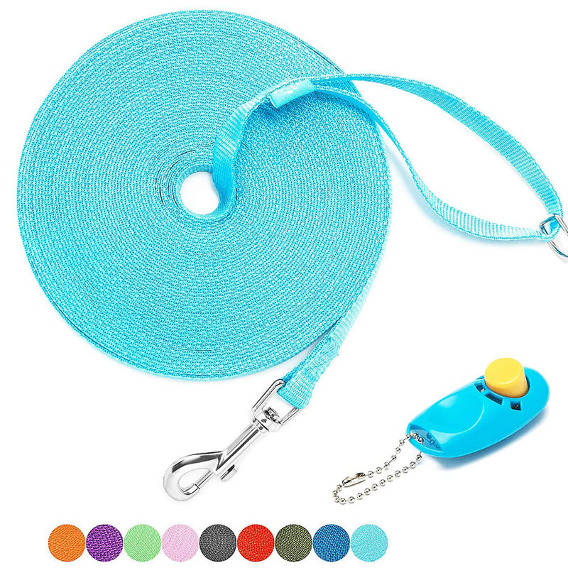 BAAPET15 ft, 20 ft, 30 ft, 50 ft, 100 ft Long Training Leash for Dog Cat  Play with Training Clickers