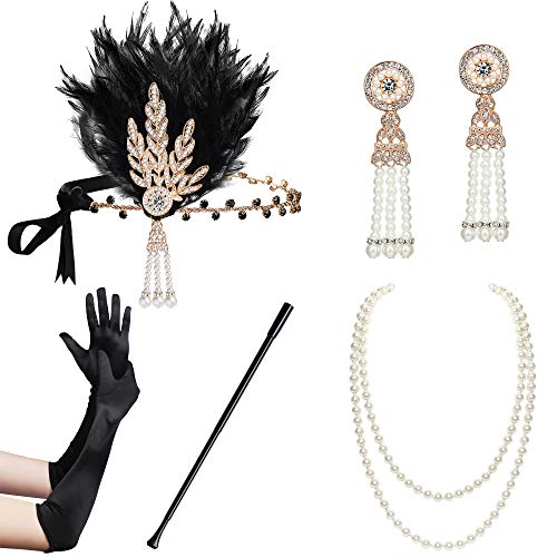 BABEYOND 1920s Flapper Gatsby Costume Accessories Set 20s Flapper Headband