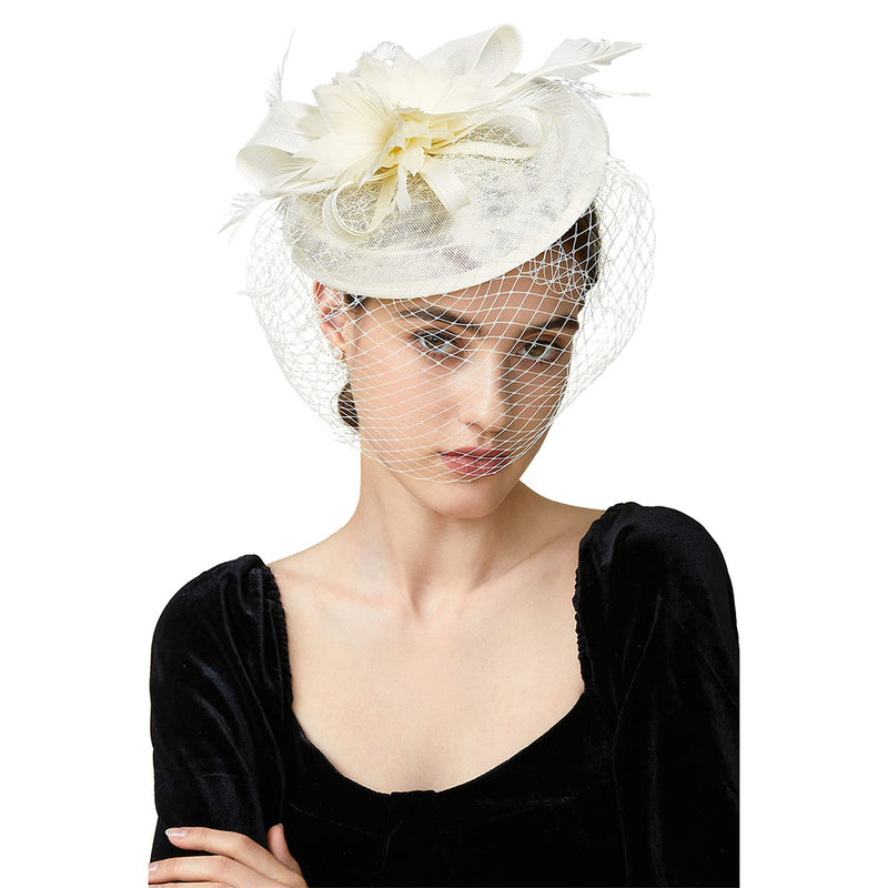 BABEYOND Fascinator Hat Veil Feather Fascinator Hair Clip Tea Party Pillbox Derby Hat