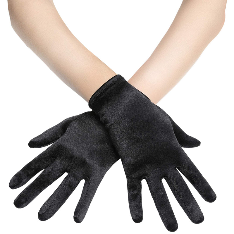 BABEYOND Short Opera Satin Gloves Wrist Banquet Gloves Tea Party Dancing Gloves