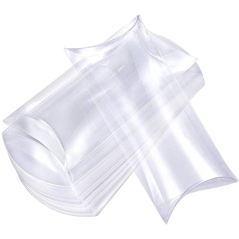 BENECREAT 30 Packs Clear Plastic Pillow Favor Box Candy Treat Gift Box Over Size - 5.5x2.5x1"