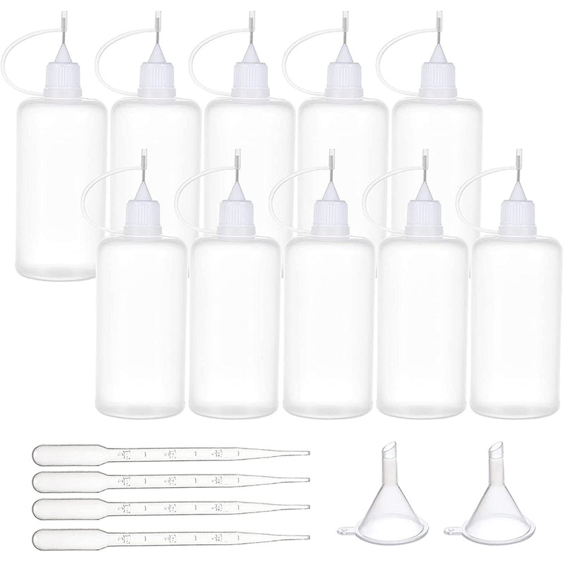 BENECREAT 12 Pack Multi Purpose DIY Precision Tip Applicator Bottles Set with Plastic Droppers and Funnels