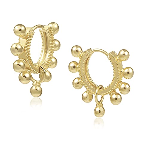 BOUTIQUELOVIN 14K Gold Huggie Earrings Beaded Cuff Earrings