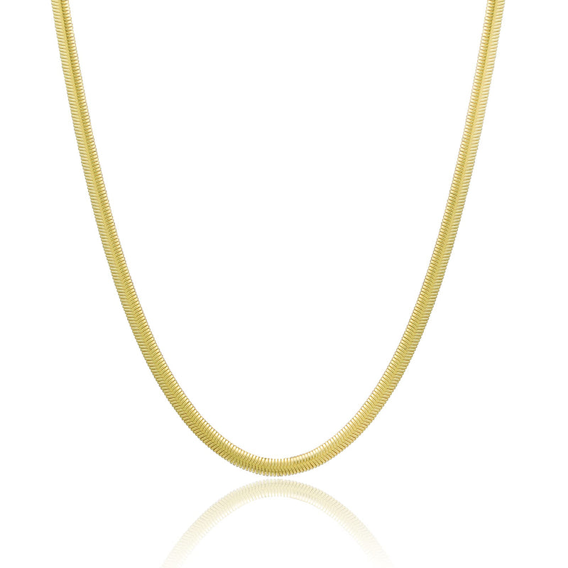 BOUTIQUELOVIN 14K Gold Silver Plated Snake Chain Necklaces Herringbone Choker