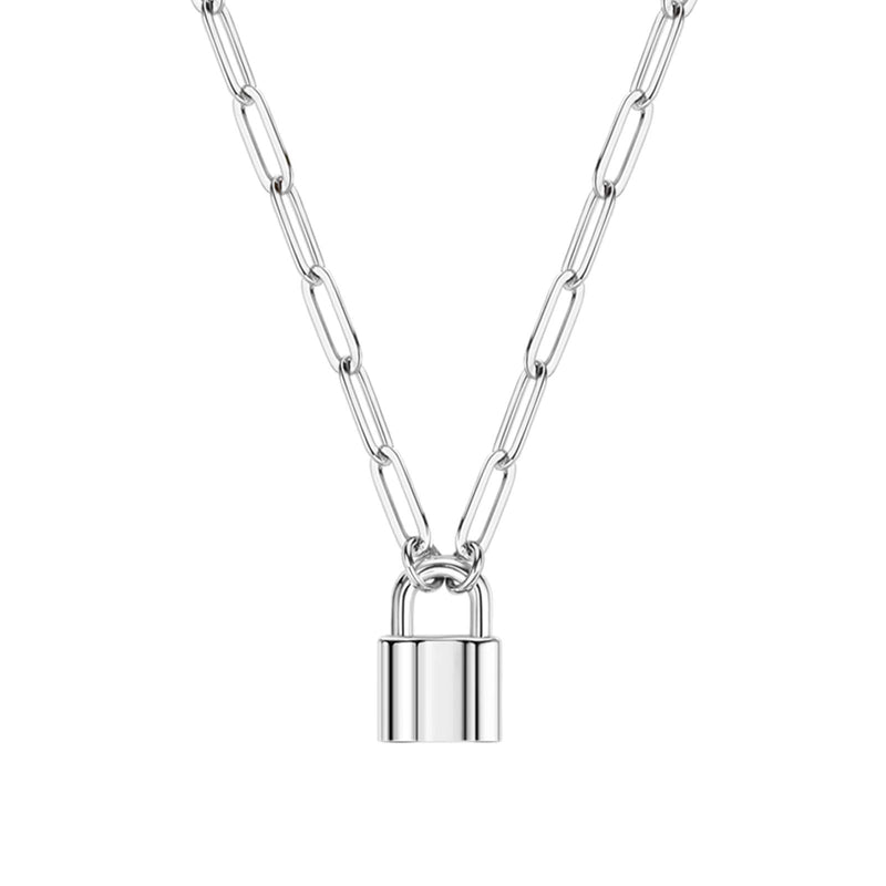 BOUTIQUELOVIN Dainty Lock Necklace for Women | Paperclip Chain Lock Pendant Necklace