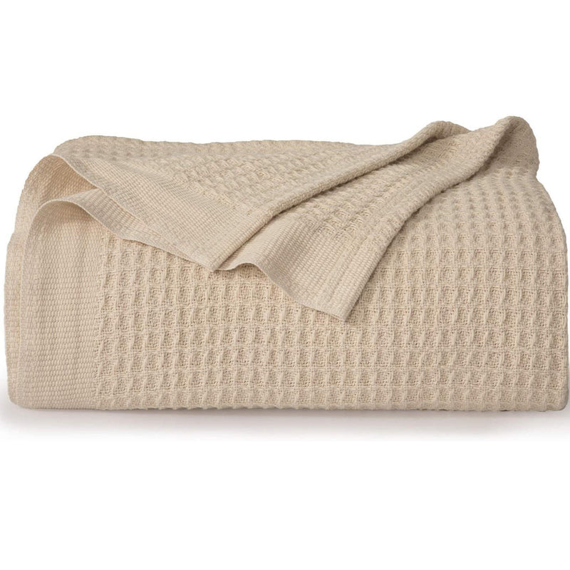 Bedsure 100% Cotton Blankets King Size-405GSM Waffle Weave Soft Lightweight Blanket