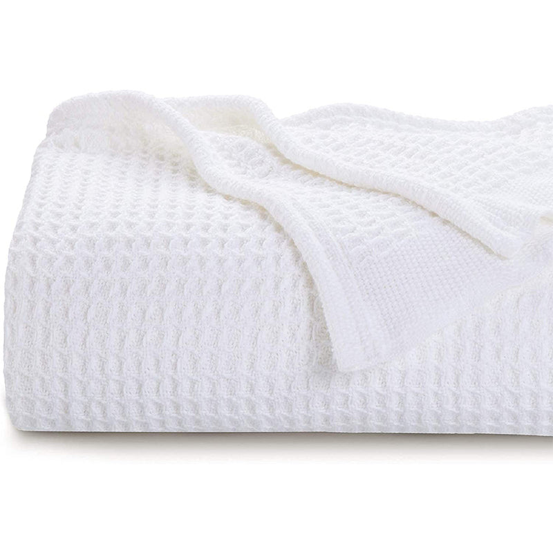 Bedsure 100% Cotton Blankets King Size-405GSM Waffle Weave Soft Lightweight Blanket