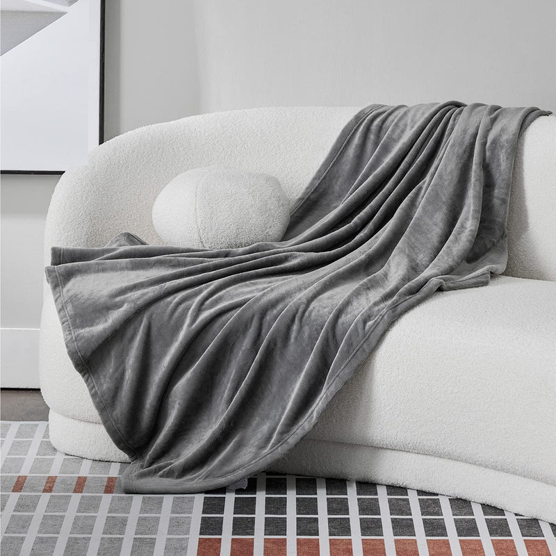 Bedsure Fleece Throw Blanket for Couch Grey - Lightweight Plush Fuzzy Cozy Soft Blankets