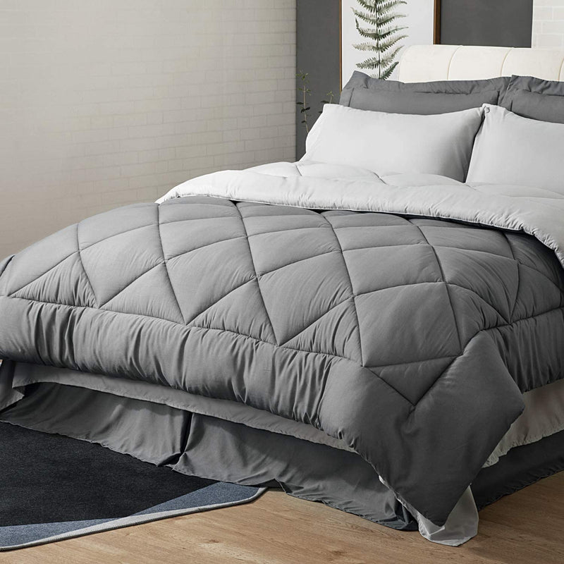 Bedsure Queen Comforter Set - 8 Pieces Reversible Bed Set Bed in A Bag Queen