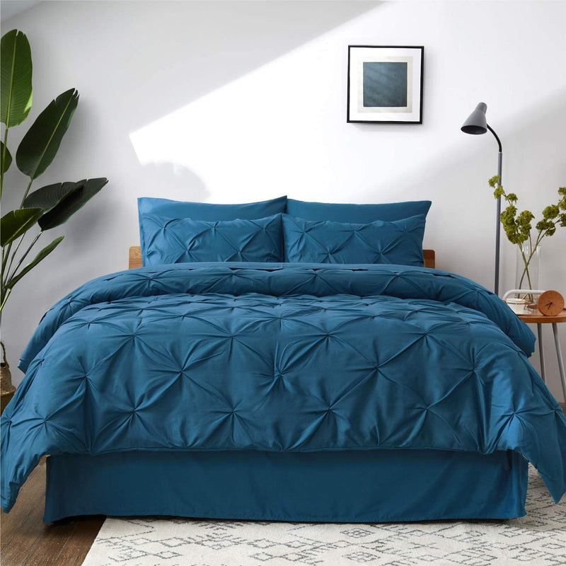 Bedsure Queen Comforter Set 8 Pieces - Pintuck Queen Bed Set, Bed in A Bag Queen Size