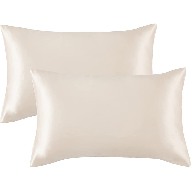 Bedsure Satin Pillowcase for Hair and Skin Queen - Silver Grey Silk Pillowcase 2 Pack