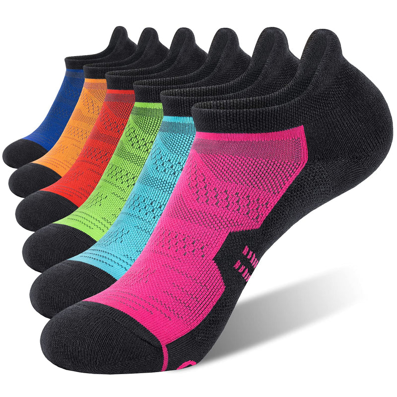 CELERSPORT 6 Pack Womens Ankle Running Socks Cushioned Athletic Low Cut Socks with Tab