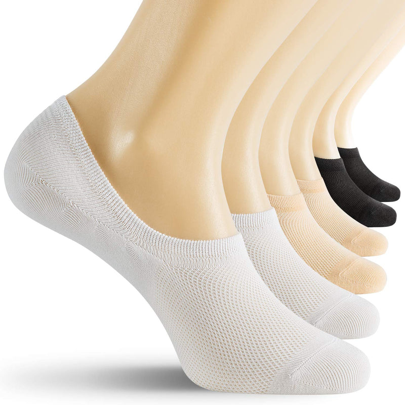 CELERSPORT 6 Pairs No Show Socks for Women Non Slip Low Cut Flat Liner Socks