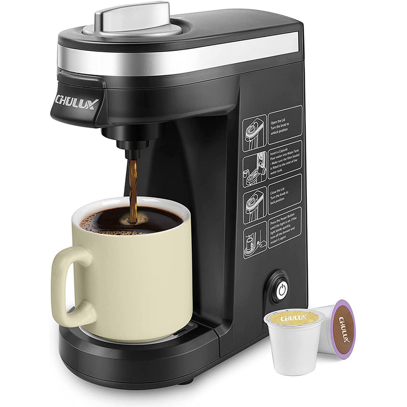CHULUX Single Serve Coffee Maker Brewer for Single Cup Capsule with 12 Ounce Reservoir