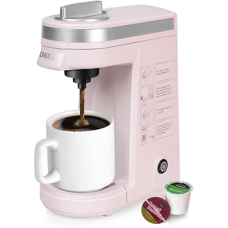 CHULUX Single Serve Coffee Maker,One Button Operation with Auto Shut-Off for Coffee and Tea