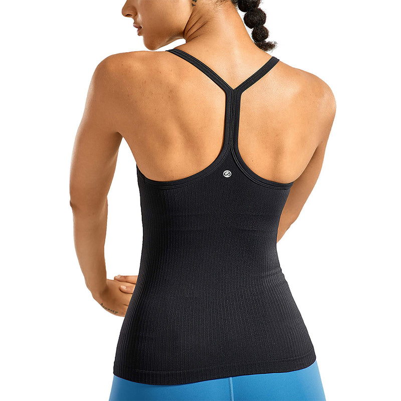 CRZ YOGA Seamless Workout Tank Tops for Women Racerback Athletic Camisole Sports Shirts