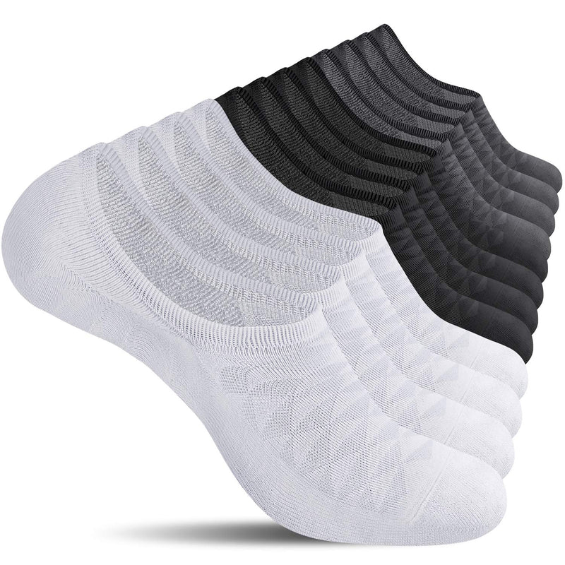 CELERSPORT 6 Pairs Mens No Show Socks with Cushion Low Cut Invisible Non Slip Socks