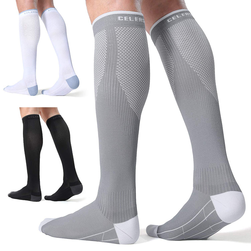 CelerSport 3 Pairs Compression Socks for Men and Women 20-30 mmHg Running Support Socks