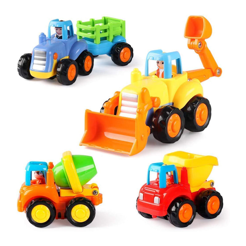 Coogam 4 Pack Friction Powered Cars Construction Vehicles Toy Set