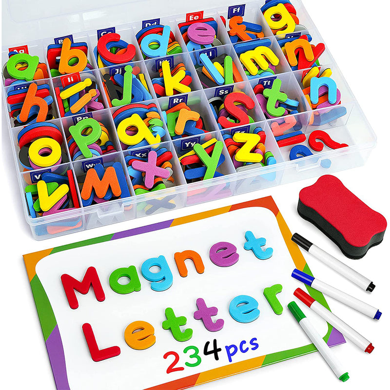 Coogam Magnetic Letters Numbers 234 Pcs with Magnetic Board&Storage Box