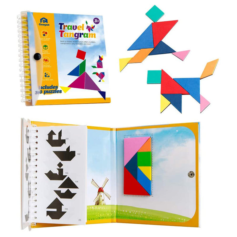 Coogam Travel Tangram Puzzle - Magnetic Pattern Block Book