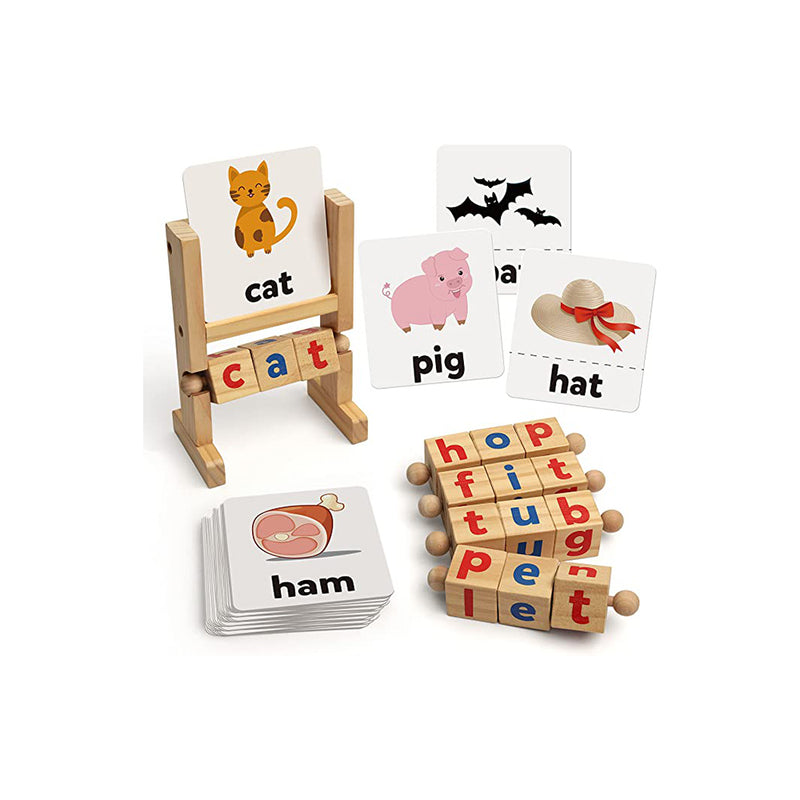 Coogam Wooden Reading Blocks Short Vowel Rods Spelling Games