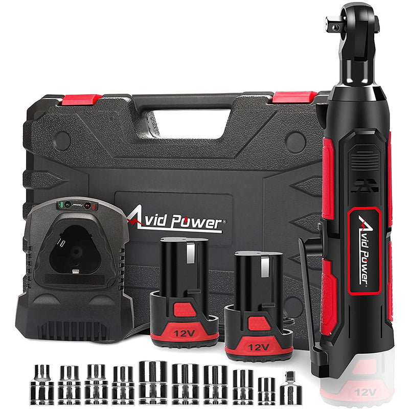 AVID POWER Cordless Electric Ratchet Wrench, 3/8" 50N.m (37 Ft-lbs) 12V Power Ratchet Wrench Kit